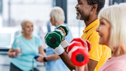 Older adults doing a workout exercise